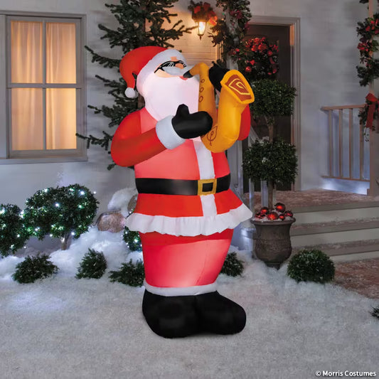 ANIMATED AIRBLOWN SANTA W SAXOPHONE