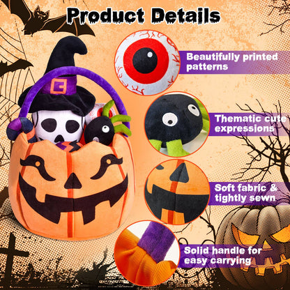 Fun Little Toys - 8 PCS Halloween Plush Toys with Pumpkin Basket