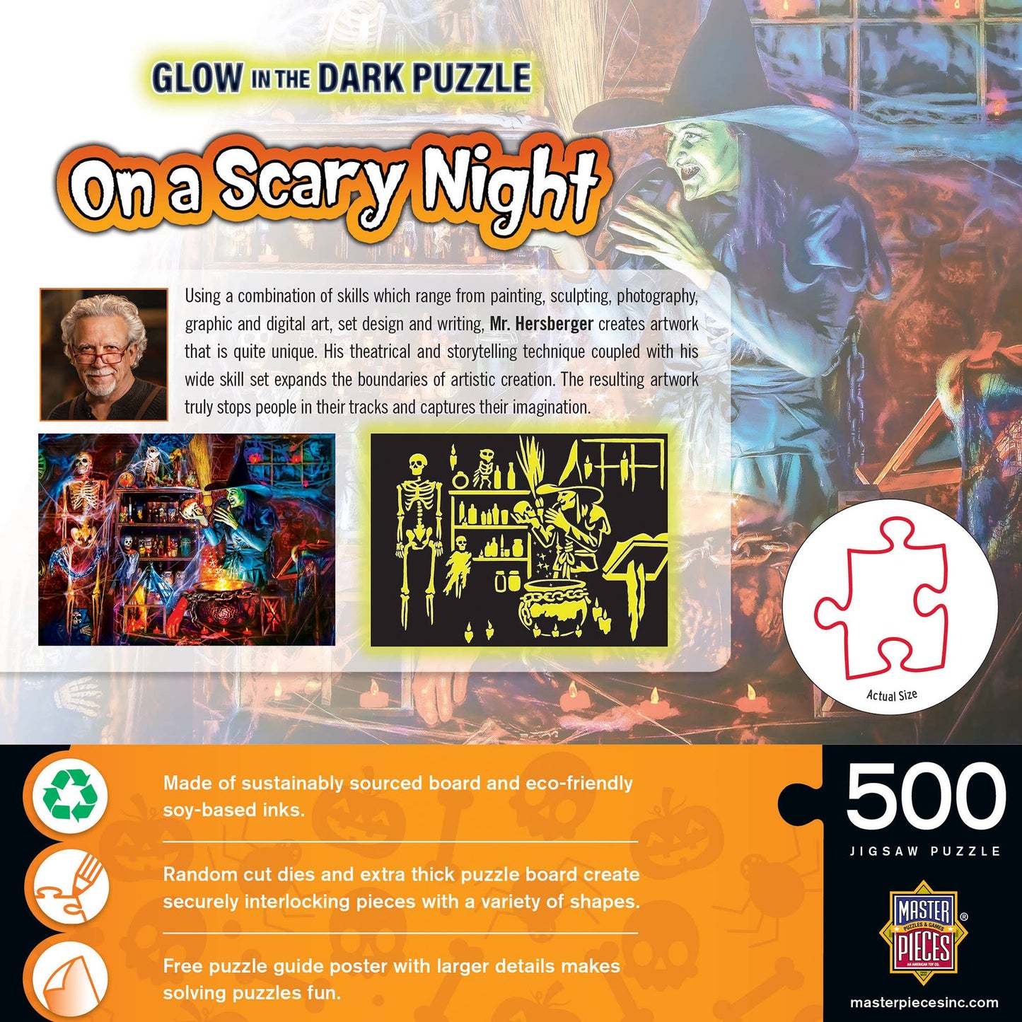 Masterpieces Puzzles - Glow in the Dark - On a Scary Night in October 500 pc Puzzle