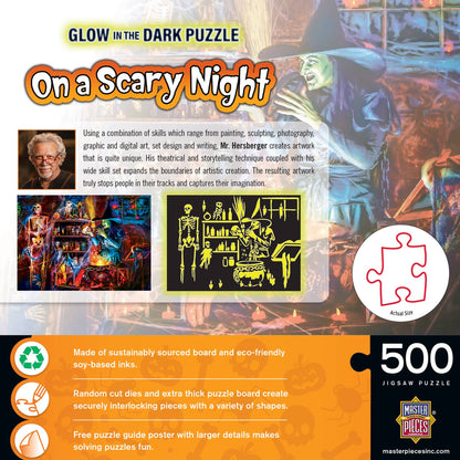 Masterpieces Puzzles - Glow in the Dark - On a Scary Night in October 500 pc Puzzle
