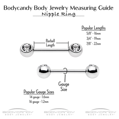 14G 9/16 Clear Black CZ Gem Gold Tone Sexy Snakes Nipple Ring Set