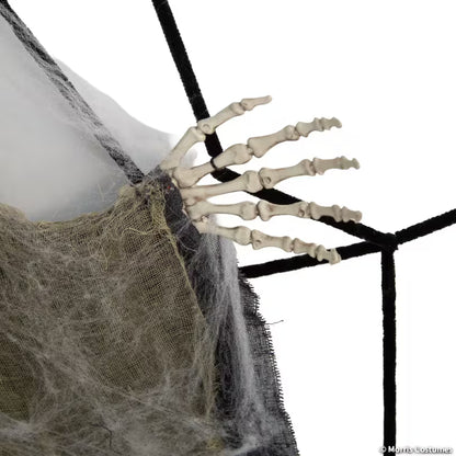 7 Ft. 10" Animated Light-Up Hanging Talking Skeleton Stuck on Spider Web Halloween Decoration