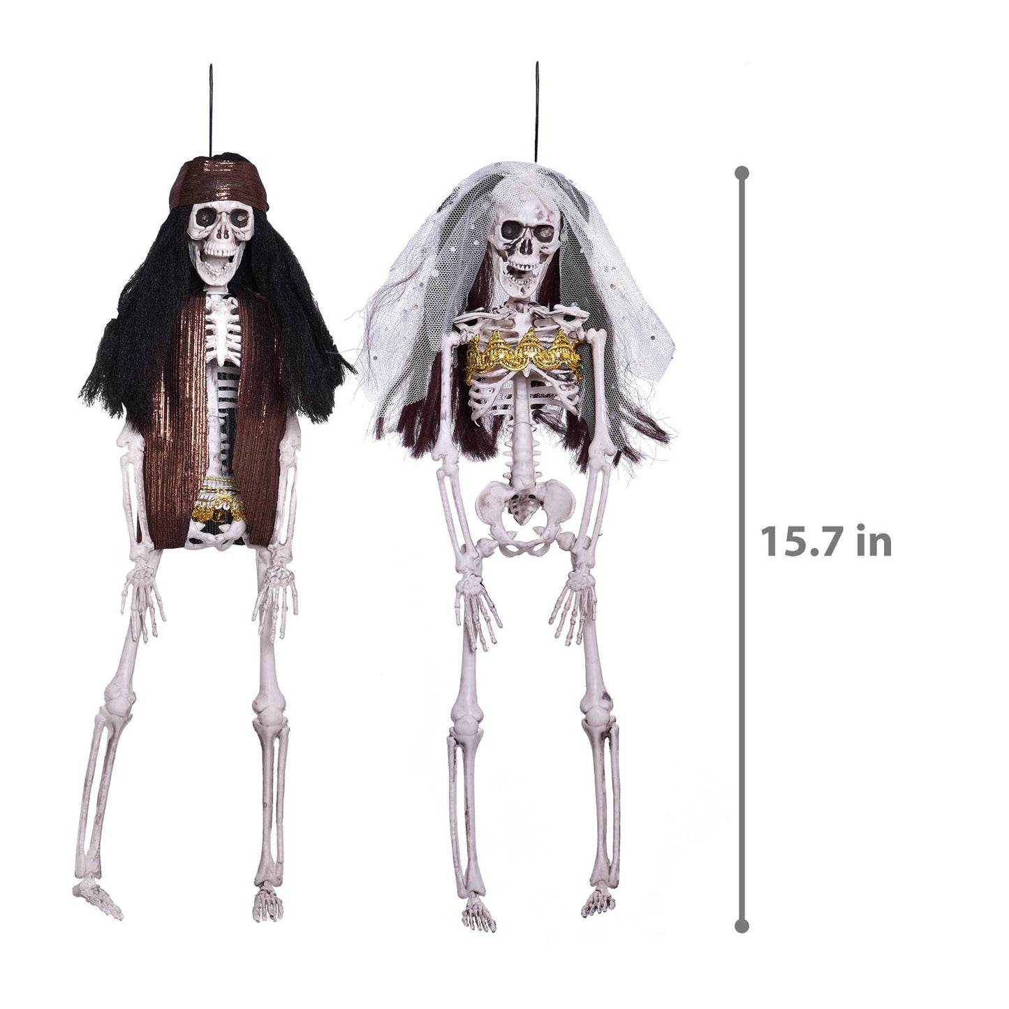 Fun Little Toys - 15.7'' Halloween Ghost Bride and groom Skeleton Deco Outdoor