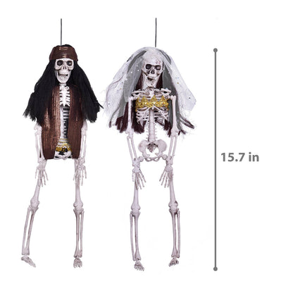 Fun Little Toys - 15.7'' Halloween Ghost Bride and groom Skeleton Deco Outdoor
