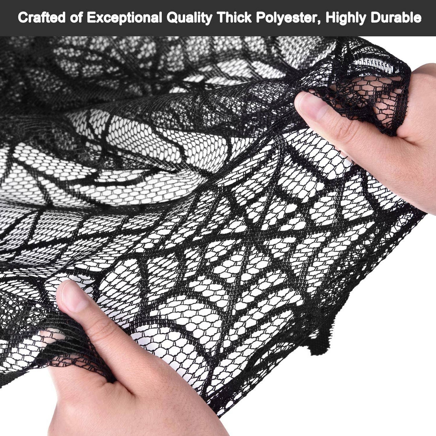 Fun Little Toys - 2 Pack Halloween Black Skull Table Runner Decoration Indoor