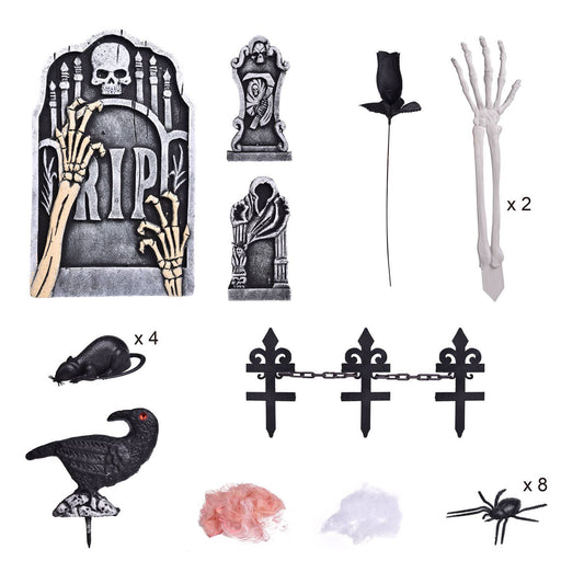 Fun Little Toys - 26 Pcs Outdoor Halloween Decorations Tombstone Set - Dr. Hyde's Laboratory