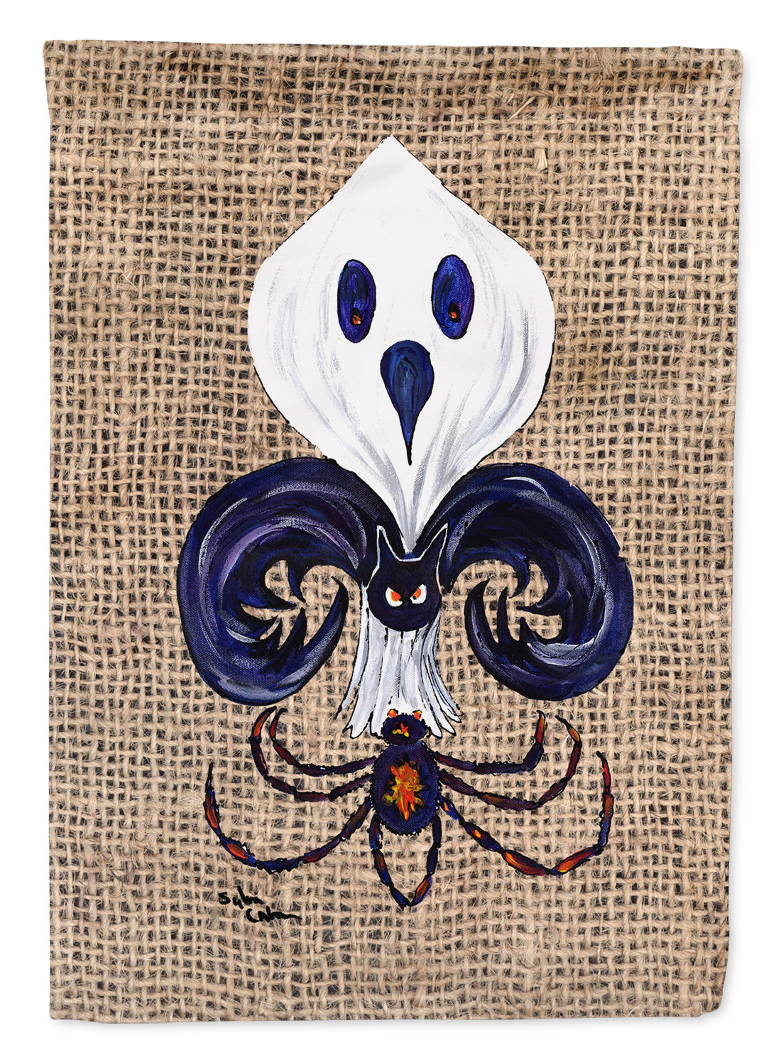 Halloween Ghost Spider Bat Fleur de lis Garden Flag – Decorative Outdoor Yard Flag