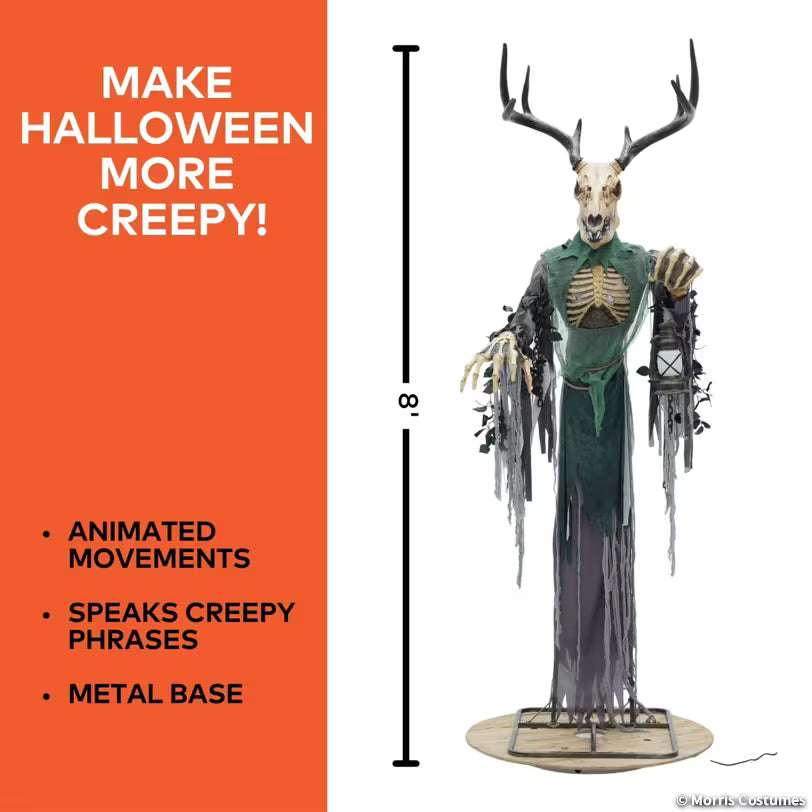 8 Ft. 2" Animated Skeleton Forest Creature with Horns