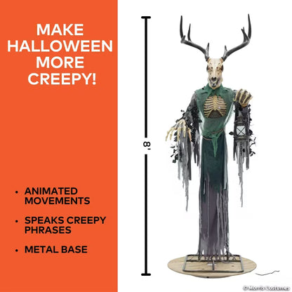 8 Ft. 2" Animated Skeleton Forest Creature with Horns