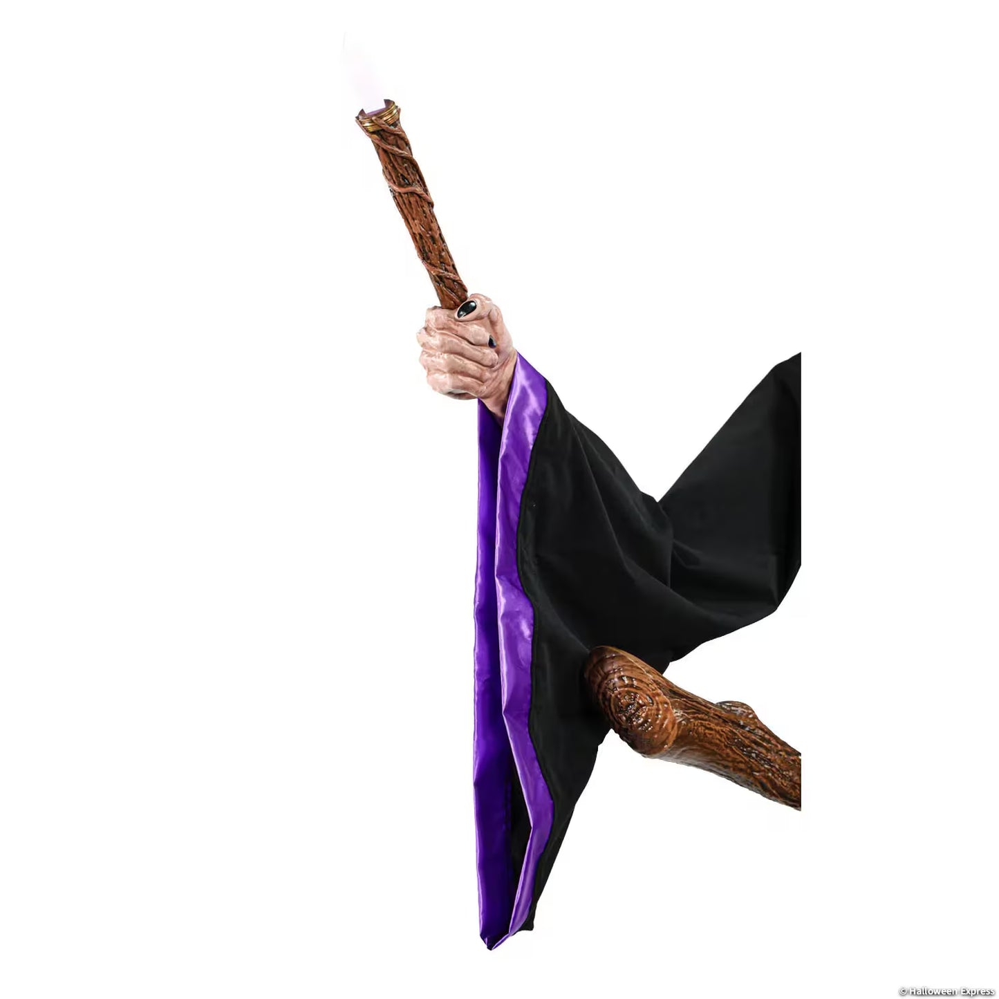 8 Ft. Animated Light-Up Hovering Witch with Broom & Wand Halloween Decoration