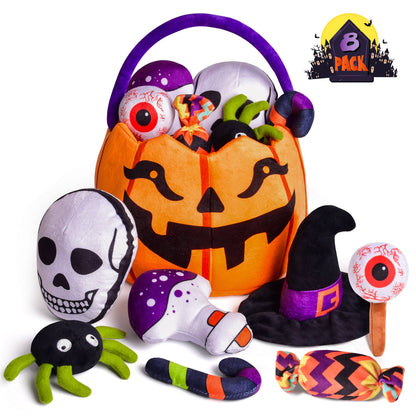 Fun Little Toys - 8 PCS Halloween Plush Toys with Pumpkin Basket - Dr. Hyde's Laboratory