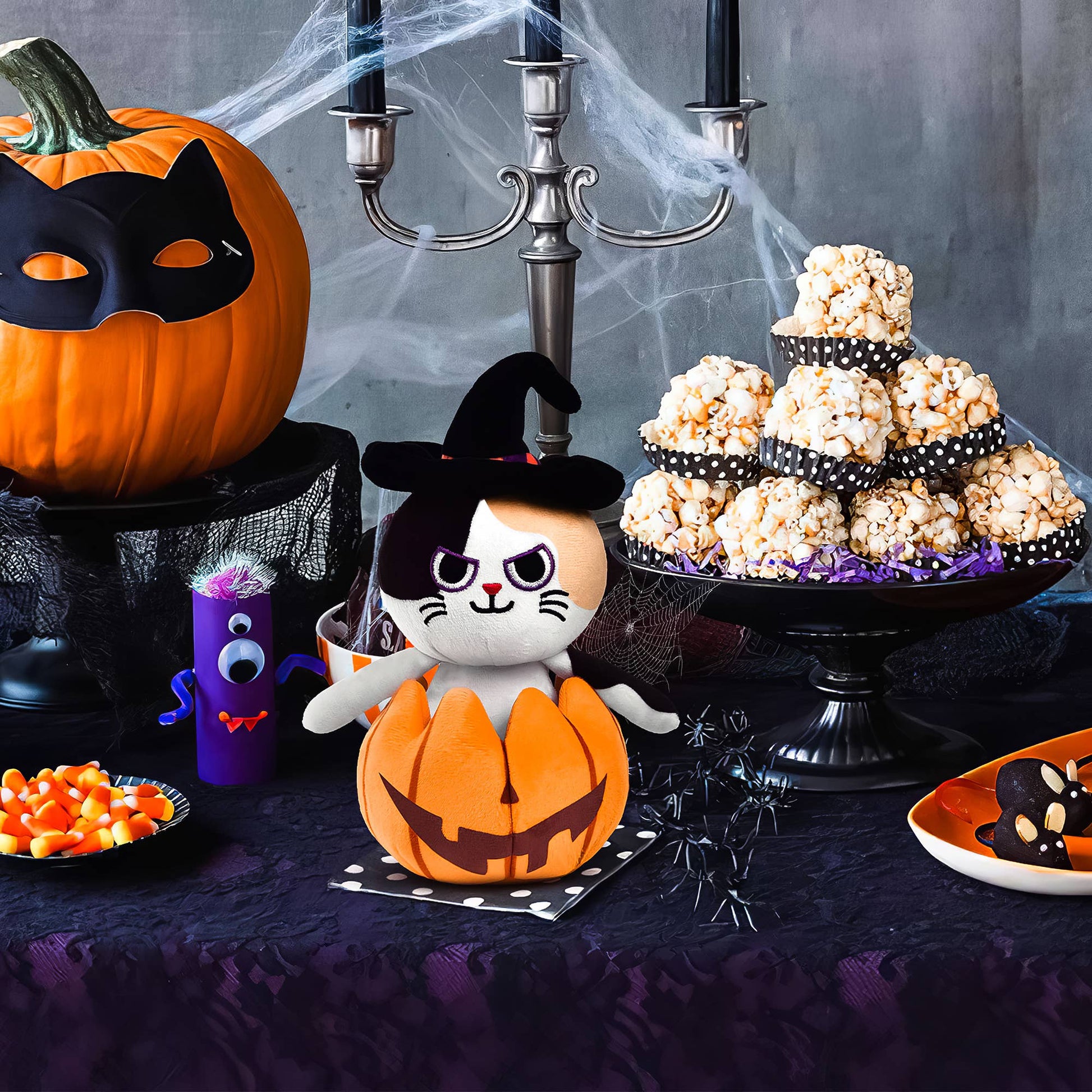 Fun Little Toys - Halloween Cat Plush Pumpkin Popper - 8.5 Inches - Dr. Hyde's Laboratory