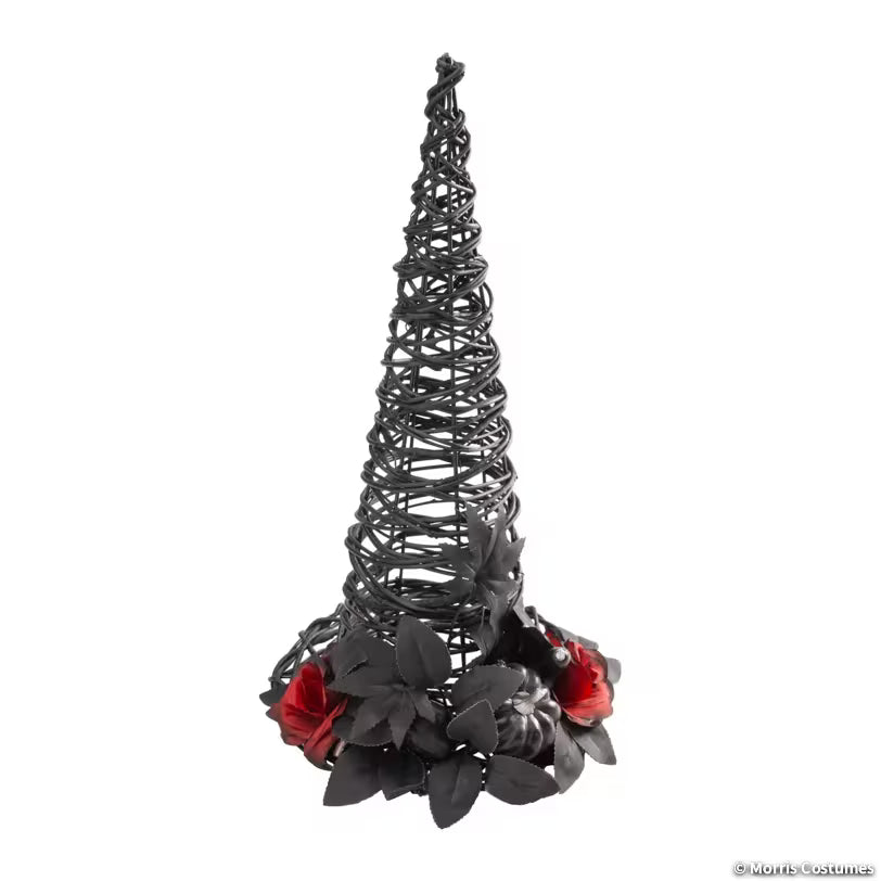 9" x 17 3/4" Black Rattan Wicker Witch’s Hat