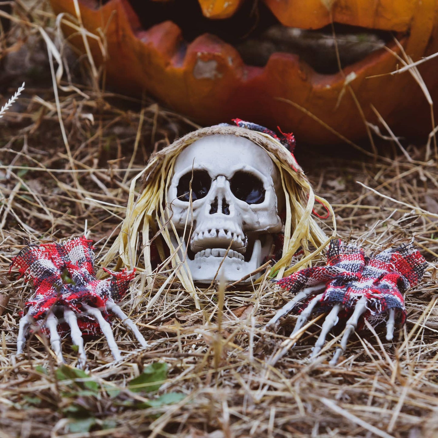Fun Little Toys - 6 Pcs Halloween Skeleton Stakes Pumpkin Outdoor Decorations