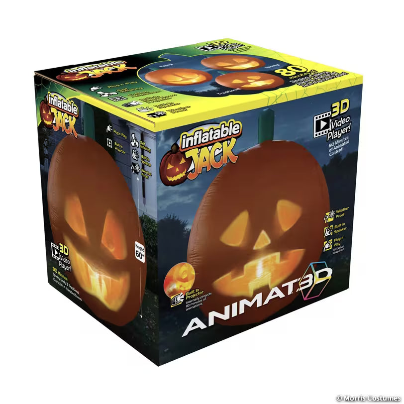 ANIMAT3D Inflatable Jabberin' Jack Animated Light-Up Jack-O'-Lantern Outdoor Halloween Decoration