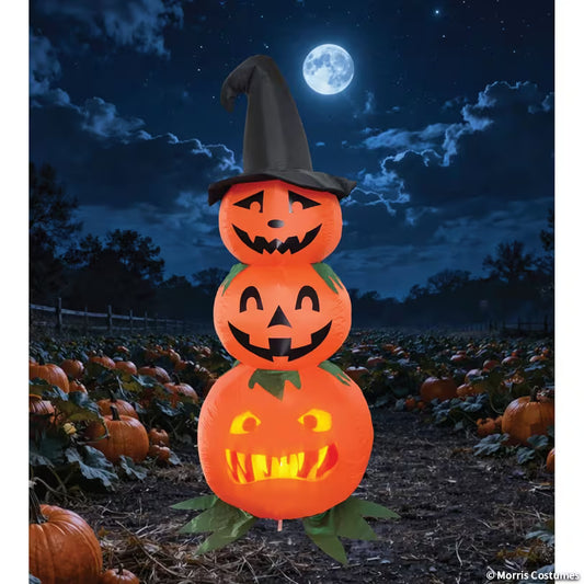 ANIMAT3D Inflatable Stacked Jabberin' Jack Animated Light-up Jack-O'-Lanterns Outdoor Halloween Decoration