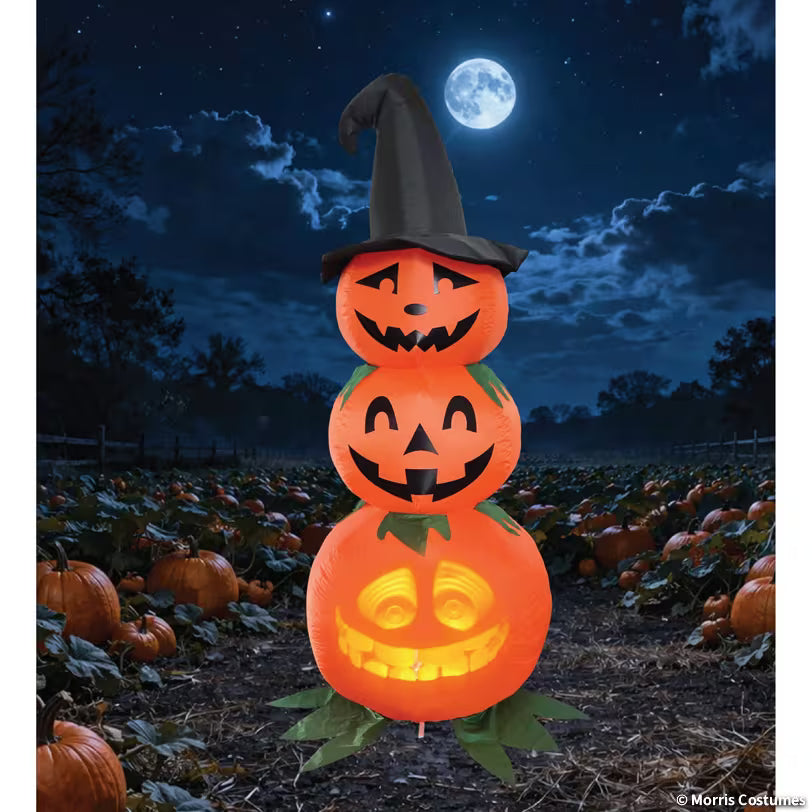 ANIMAT3D Inflatable Stacked Jabberin' Jack Animated Light-up Jack-O'-Lanterns Outdoor Halloween Decoration
