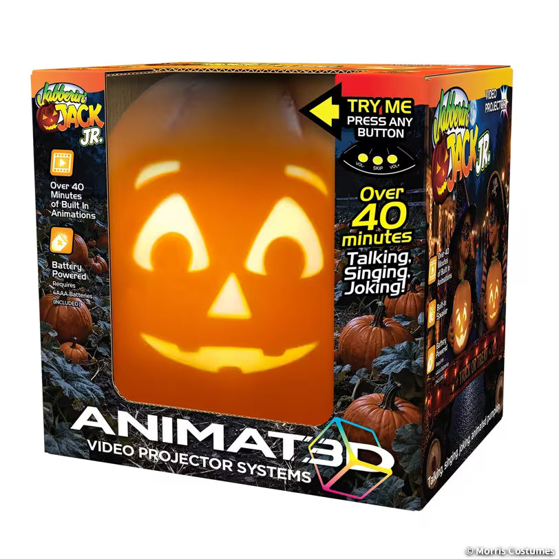 ANIMAT3D Jabberin’ Jack Jr. 3D Animated Light-Up Jack-O'-Lantern Halloween Decoration