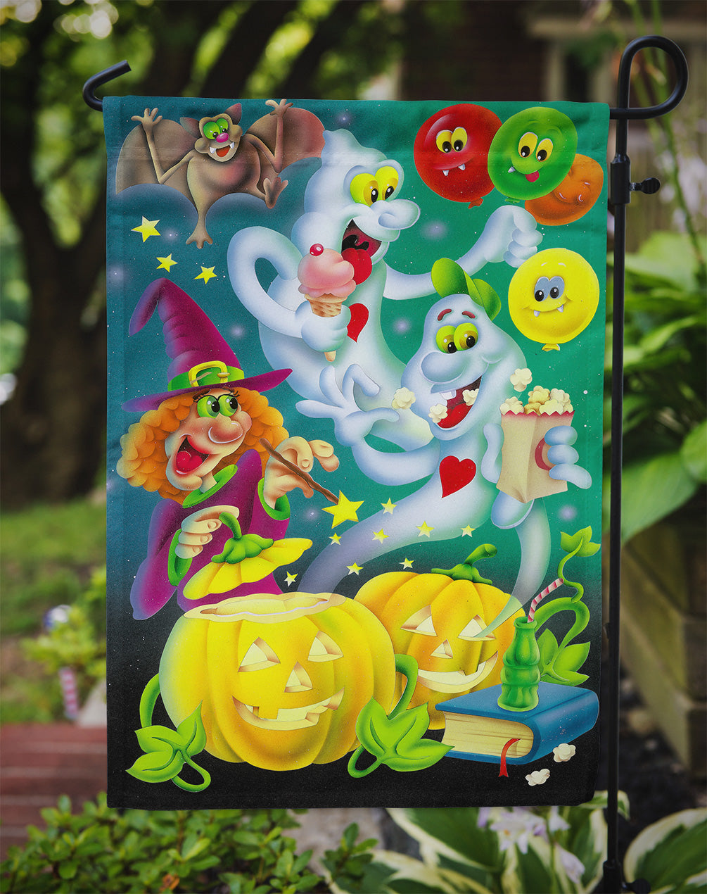 Witch Party with the Ghosts Halloween Garden Flag – Decorative Outdoor Yard Flag APH0932GF