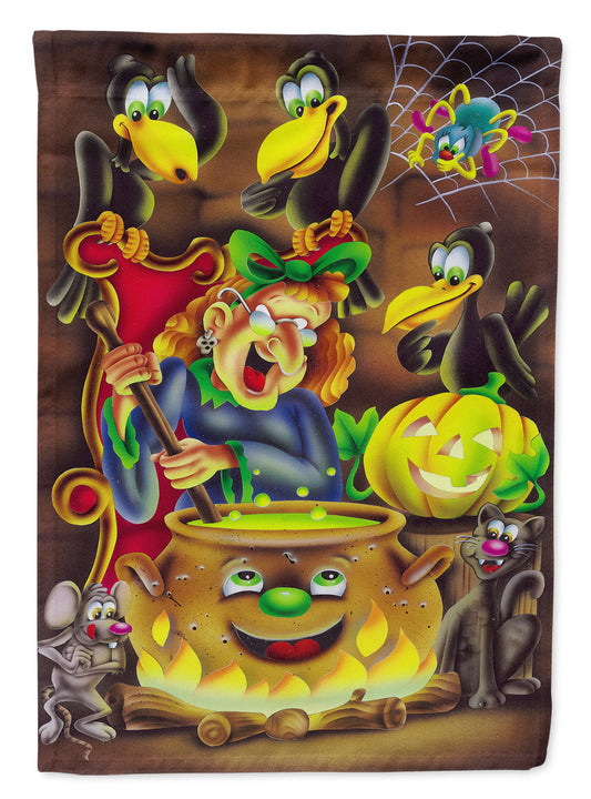 Witch and Crows Stirring it up Halloween Garden Flag – Decorative Outdoor Yard Flag APH0934GF