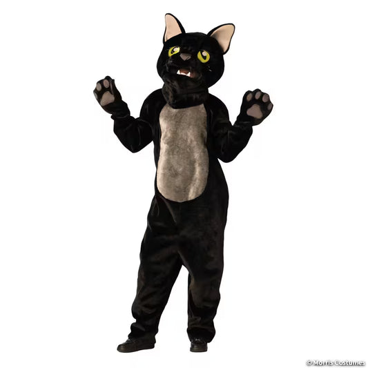 Adults Black Cat Jumpsuit Costume with Mask & Paws- One Size