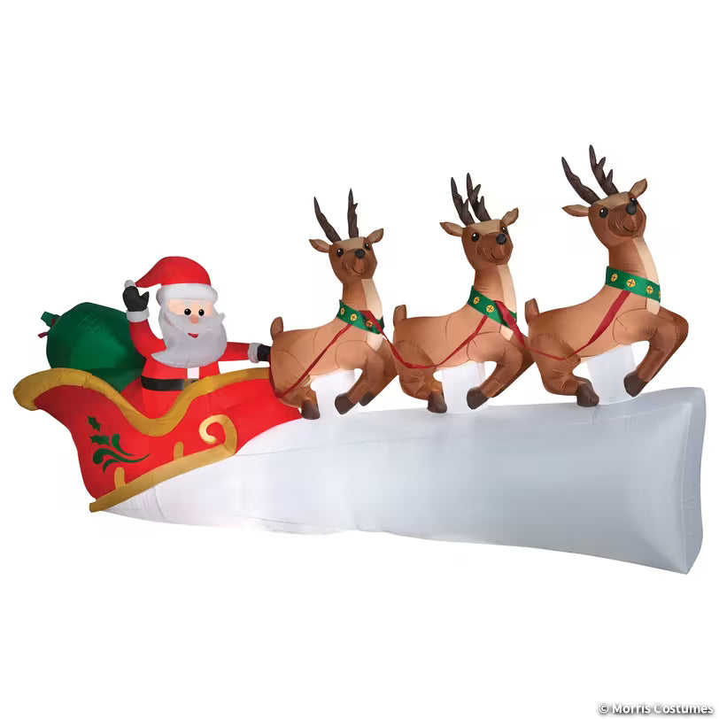 Santa in Sleigh Scene Large Airblown Inflatable Christmas Decoration