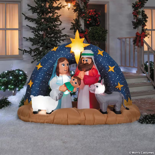 Snowy Night Nativity Scene Large Airblown Inflatable Christmas Decoration