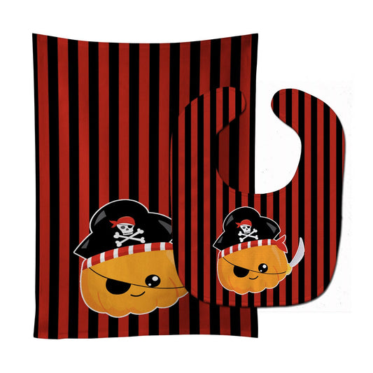 Halloween Pumpkin Pirate Baby Bib & Burp Cloth BB6962STBU