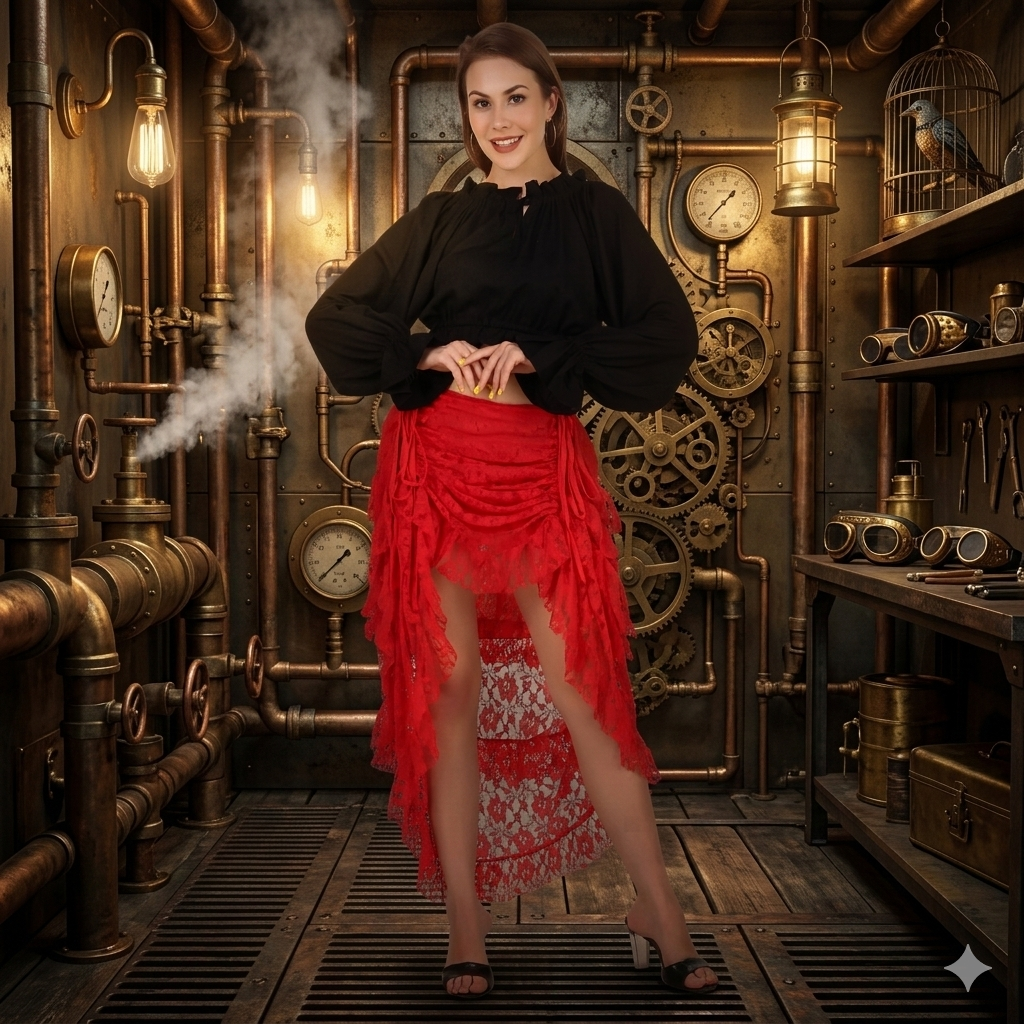 Steampunk High-Low Short Skirt