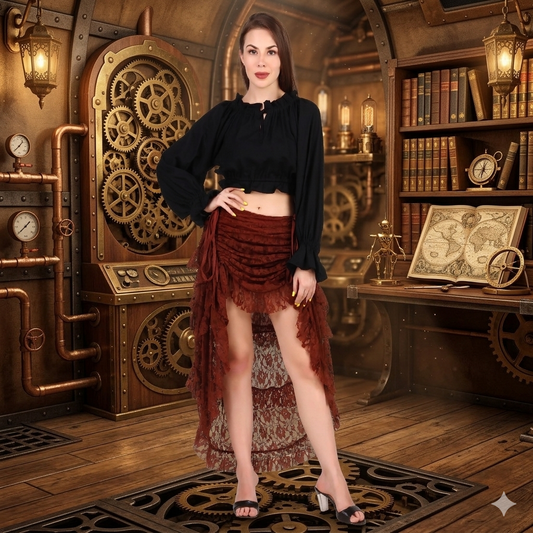 Steampunk High-Low Net Skirt