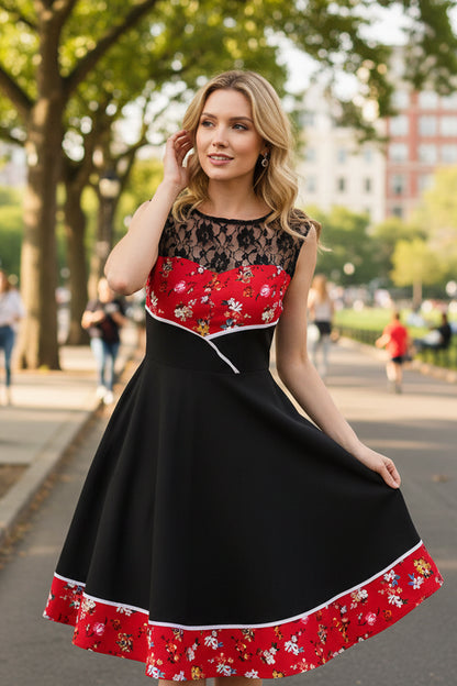Women 1950s Vintage Rockabilly Swing Pinup Retro Dress