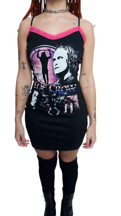 The Crow Pink Lace Strap Dress