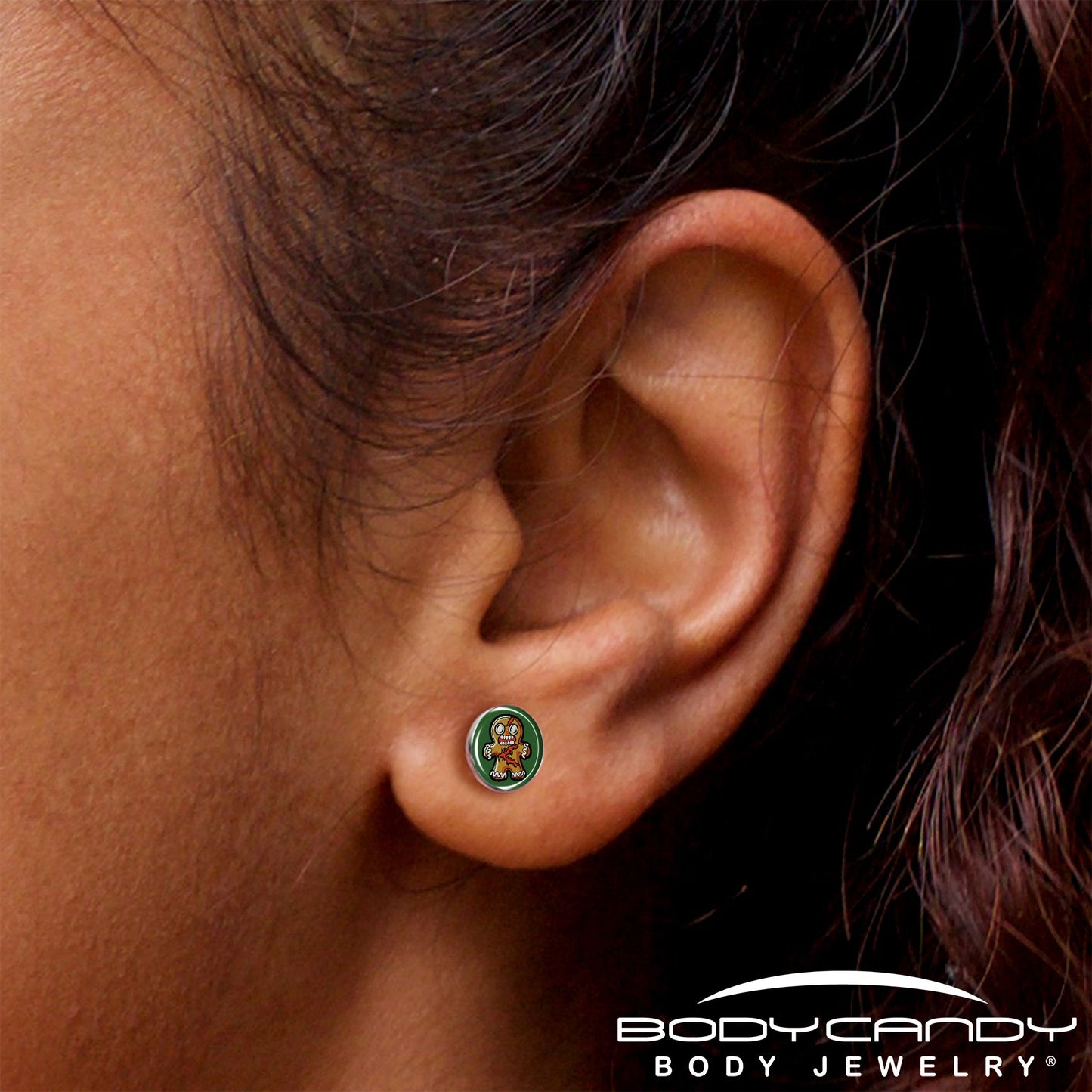Christmas Holiday Zombie Gingergread Man Stud Earrings by Onyx O