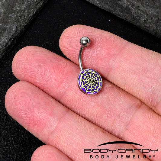Two Tone Spider Web Belly Ring by Onyx O