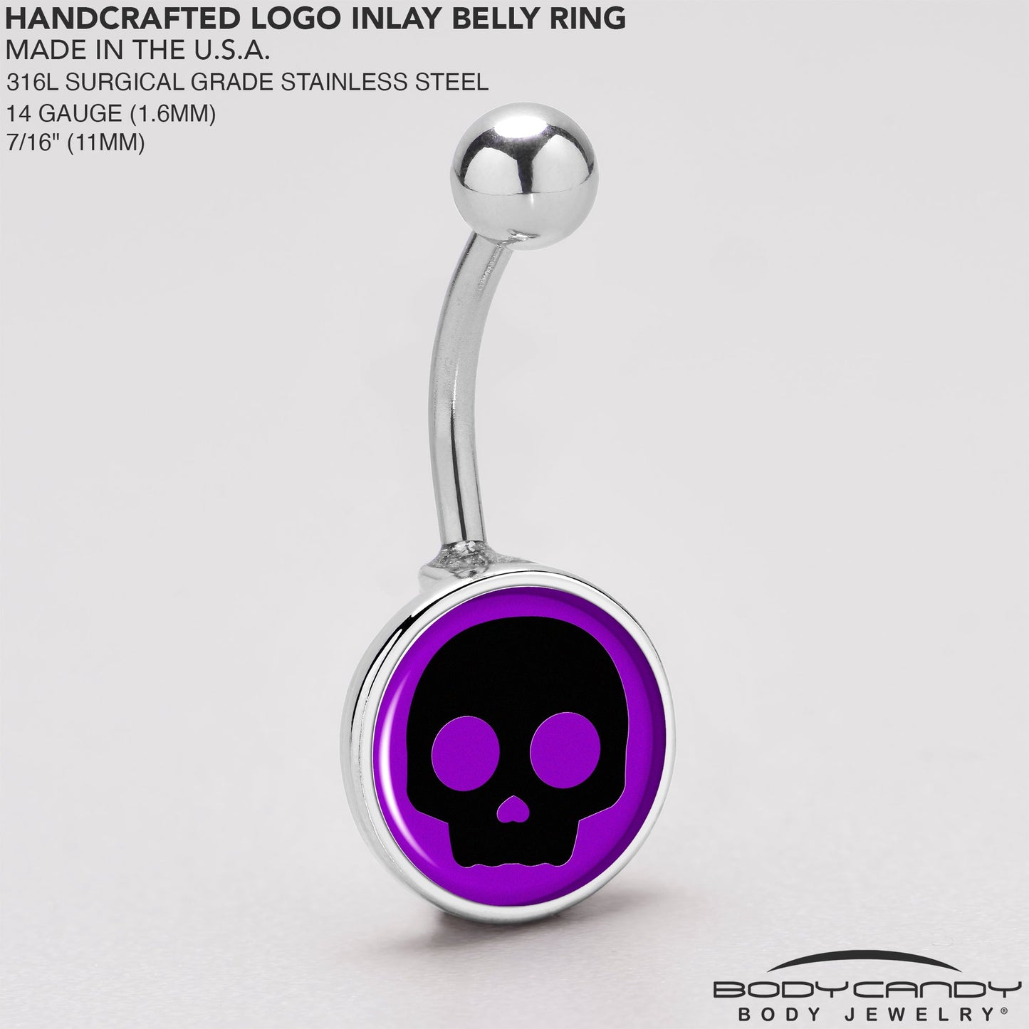 Purple Black Simple Skull Belly Ring by Onyx O