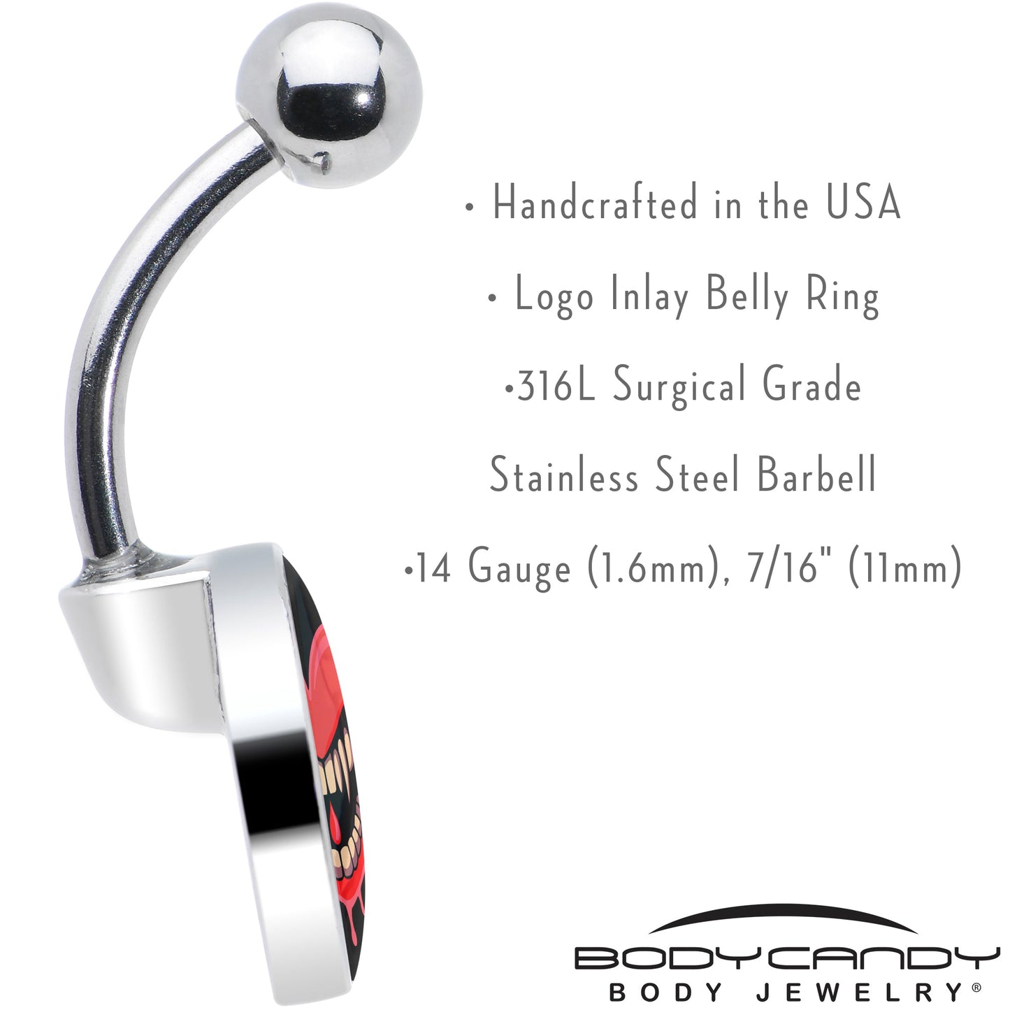 Valentine Heart Vampire Belly Ring