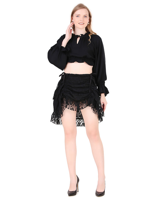 Steampunk High-Low Net Short Skirt