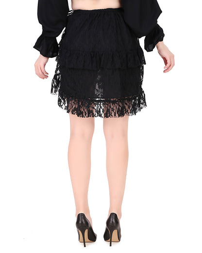 Steampunk High-Low Net Short Skirt