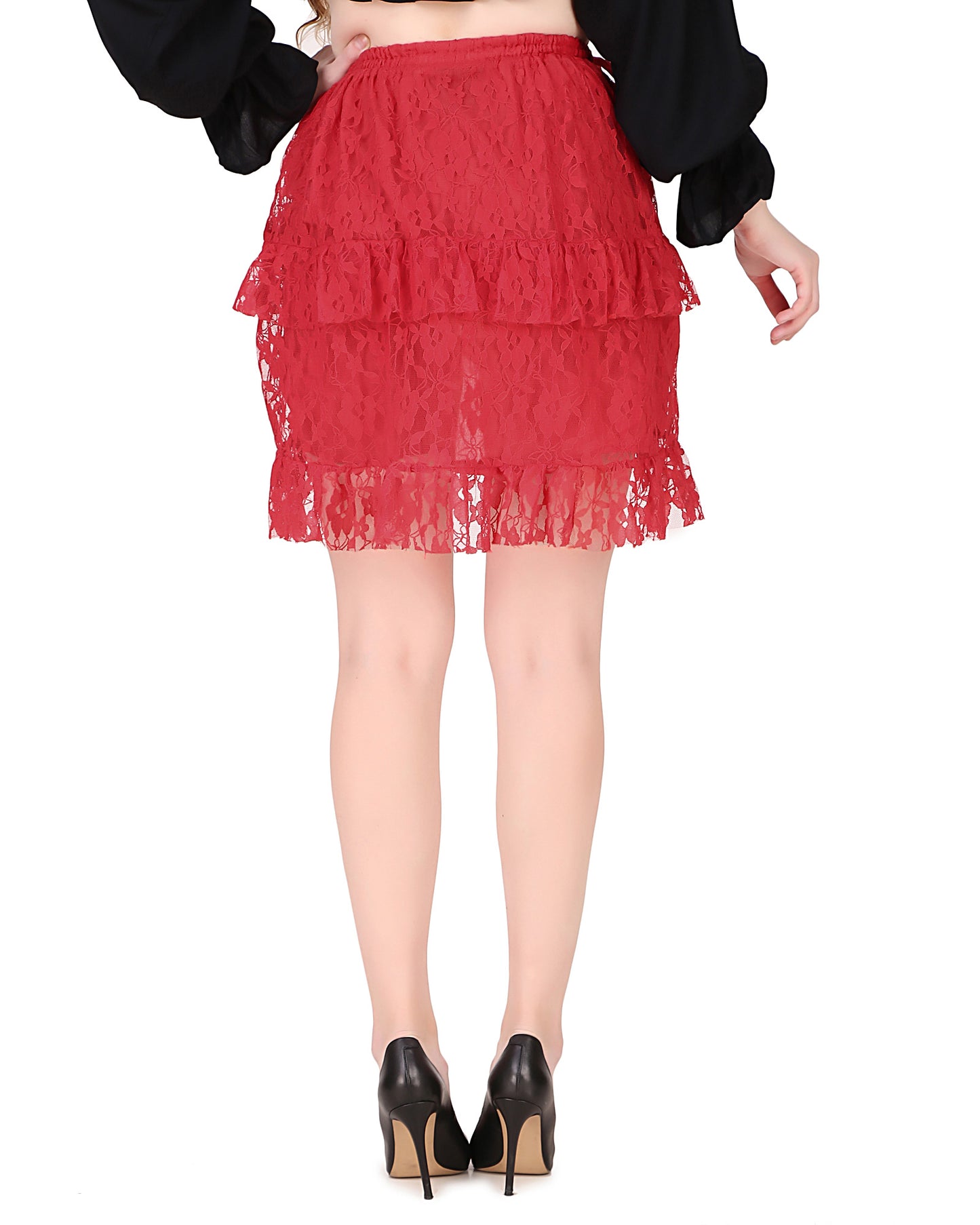 Steampunk High-Low Net Short Skirt