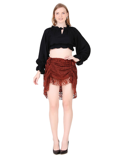 Steampunk High-Low Net Short Skirt