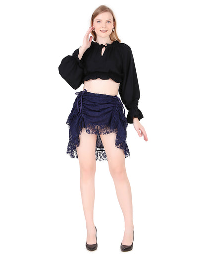 Steampunk High-Low Net Short Skirt