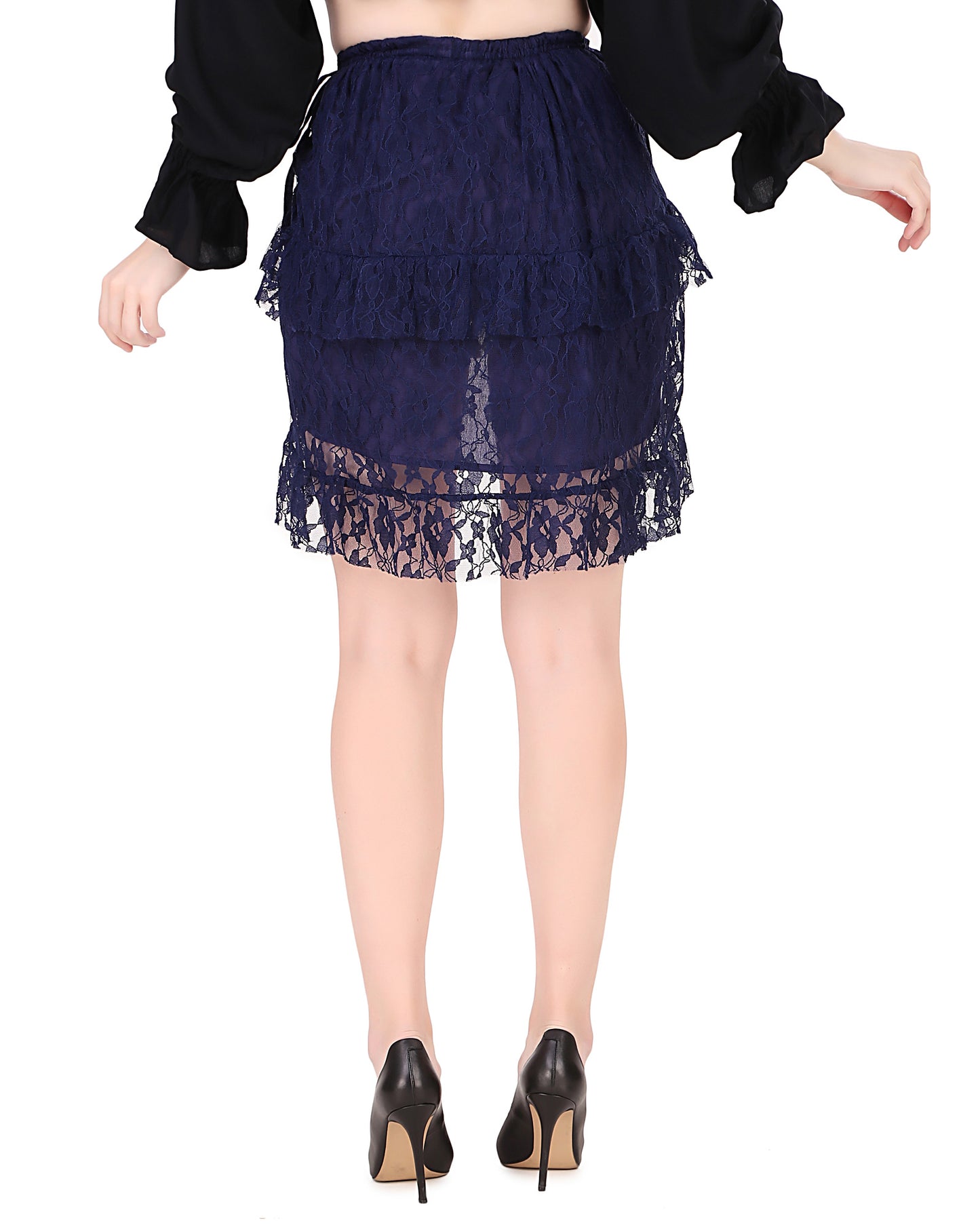 Steampunk High-Low Net Short Skirt