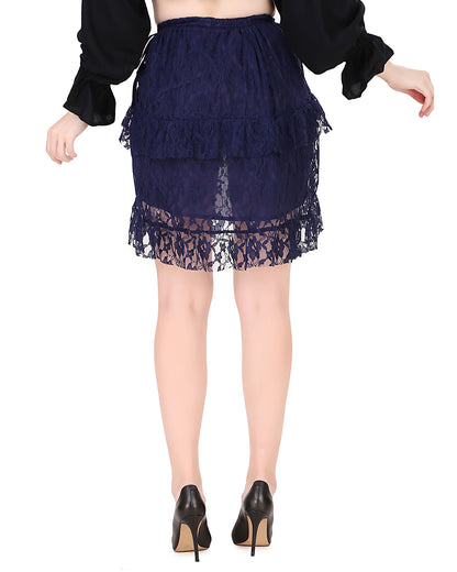 Steampunk High-Low Net Short Skirt