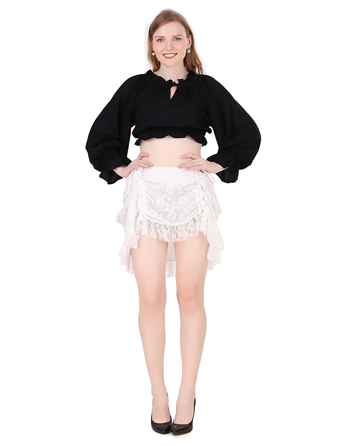Steampunk High-Low Net Short Skirt