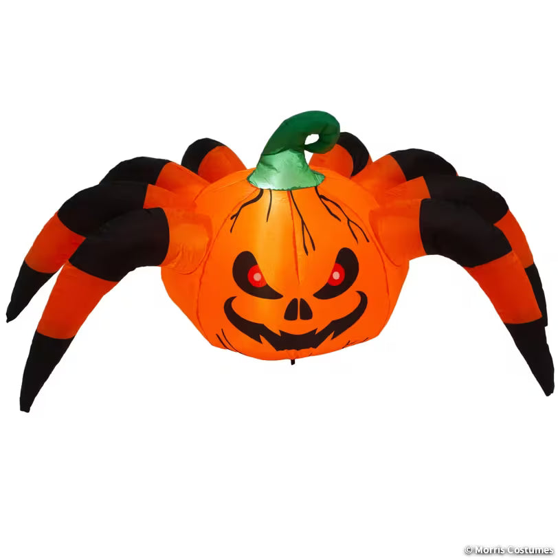 Inflatable Light-Up Creepy Jack-O'-Lantern Spider Halloween Outdoor Decoration - 5 ft