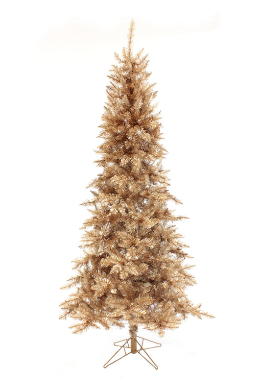Rose Gold Slim Christmas Tree Unlit with Metal Stand