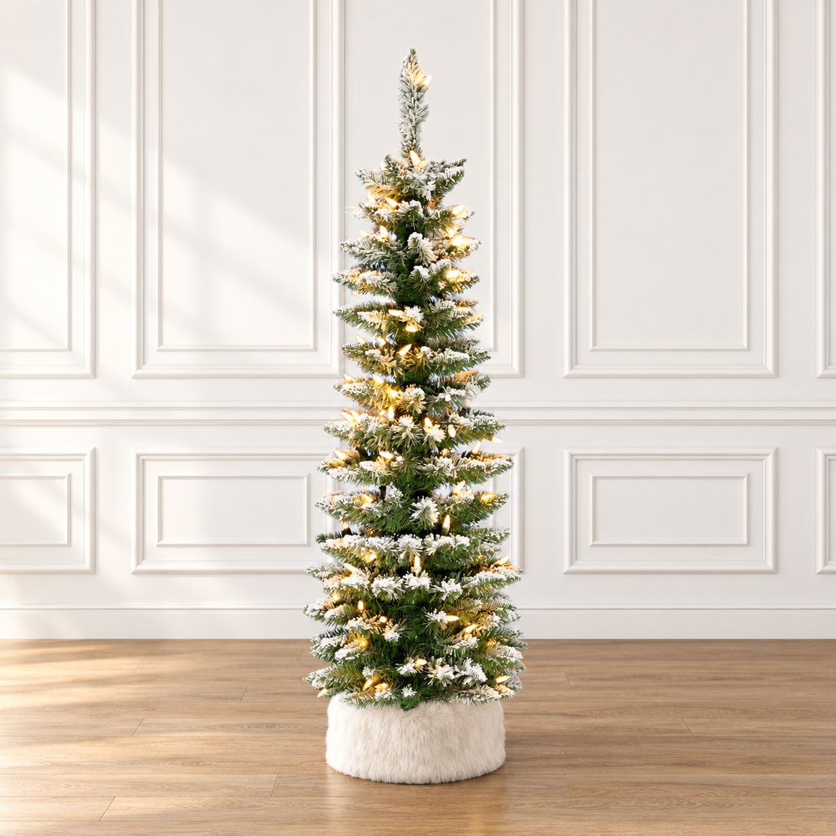 Snow Flocked Pencil Tree