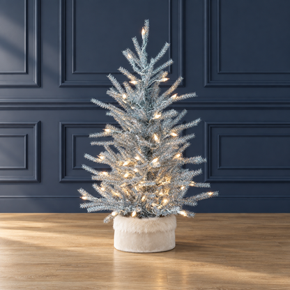 2' Pre-Lit Burlap Base Tinsel Tree