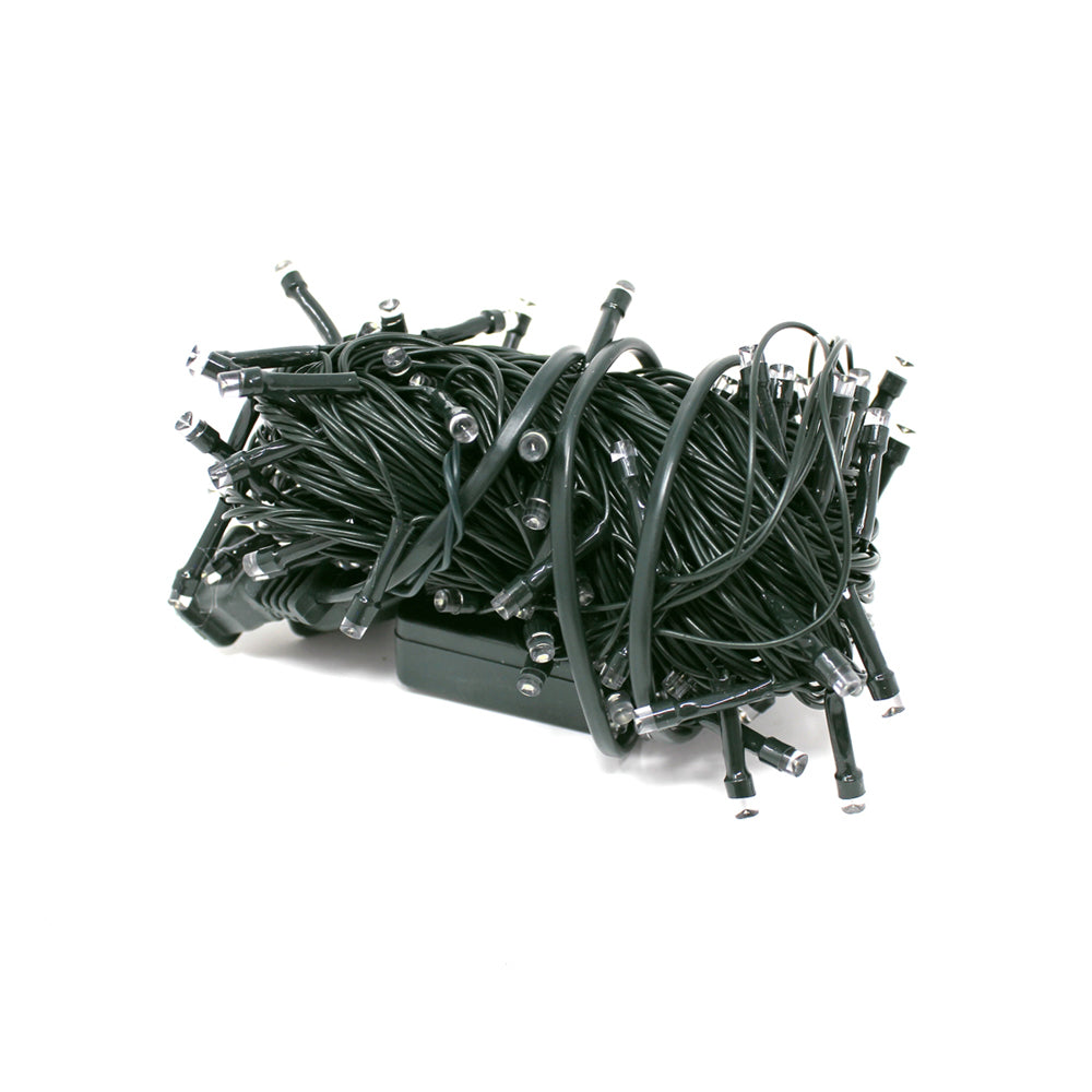 100 LED Green Wire String Light with connector - White