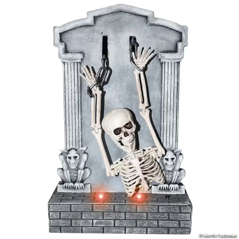 SHAKING SKELETON ON TOMBSTONE